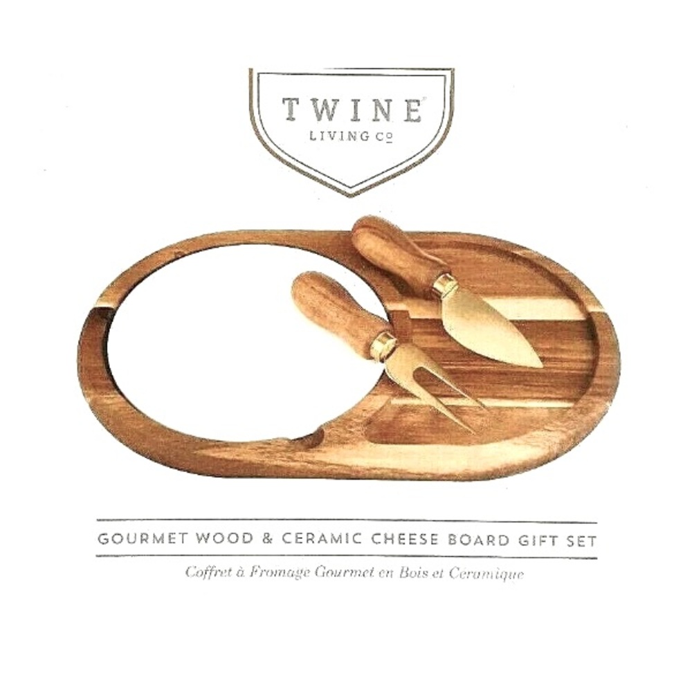 Perfect Cheeseboard 🧀  Twine Living Gourmet Wood & Ceramic Cheese Board NIB